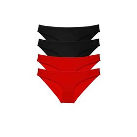 MrtNlu Siyah Kırmızı M 4 Adet Süper Eko Set Likralı Kadın Slip Külot