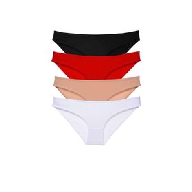 MrtNlu Siyah Kırmızı Ten Beyaz M 4 Adet Süper Eko Set Likralı Kadın Slip Külot