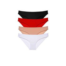MrtNlu Siyah Kırmızı Ten Beyaz M 4 Adet Süper Eko Set Likralı Kadın Slip Külot