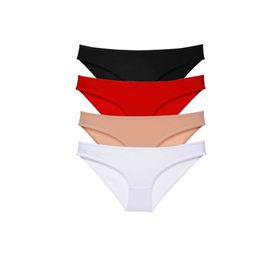 MrtNlu Siyah Kırmızı Ten Beyaz M 4 Adet Süper Eko Set Likralı Kadın Slip Külot