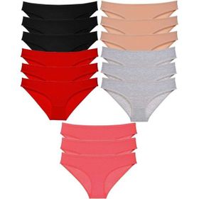 MrtNlu Siyah Kırmızı Ten Gri Fuşya XL 15 Adet Süper Eko Set Likralı Kadın Slip Külot