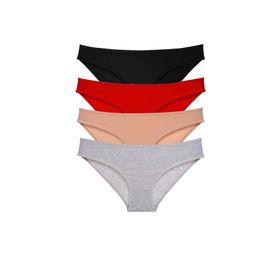 MrtNlu Siyah Kırmızı Ten Gri XL 4 Adet Süper Eko Set Likralı Kadın Slip Külot