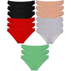 MrtNlu Siyah Kırmızı Ten Gri Yeşil L 15 Adet Süper Eko Set Likralı Kadın Slip Külot