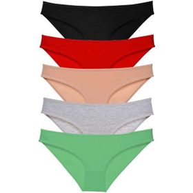 MrtNlu Siyah Kırmızı Ten Gri Yeşil M 5 Adet Süper Eko Set Likralı Kadın Slip Külot