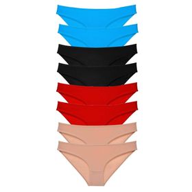 MrtNlu Siyah Kırmızı Ten Mavi M 8 Adet Süper Eko Set Likralı Kadın Slip Külot