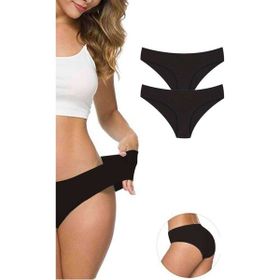 MrtNlu Siyah L-XL 2 Adet Kadın Dikişsiz Lazer Kesim Esnek İz yapmayan Külot