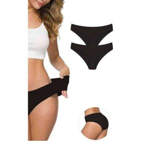 MrtNlu Siyah L-XL 2 Adet Kadın Dikişsiz Lazer Kesim Esnek İz yapmayan Külot