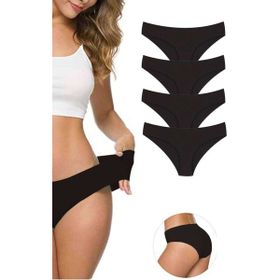 MrtNlu Siyah L-XL 4 Adet Dikişsiz Lazer Kesim Esnek İz Yapmayan Kadın Külot