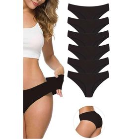 MrtNlu Siyah L-XL 6 Adet Kadın Dikişsiz Lazer Kesim Esnek İz yapmayan Külot
