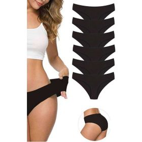 MrtNlu Siyah L-XL 6 Adet Kadın Dikişsiz Lazer Kesim Esnek İz yapmayan Külot