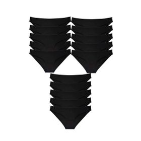 MrtNlu Siyah M 15 Adet Süper Eko Set Likralı Kadın Slip Külot