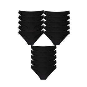 MrtNlu Siyah M 15 Adet Süper Eko Set Likralı Kadın Slip Külot