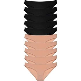 MrtNlu Siyah Ten 10 Adet Süper Eko Set Likralı Kadın Slip Külot
