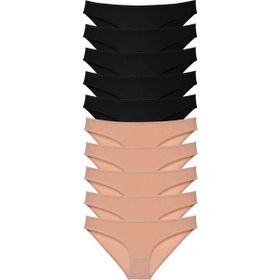 MrtNlu Siyah Ten 10 Adet Süper Eko Set Likralı Kadın Slip Külot