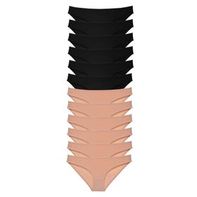 MrtNlu Siyah Ten Beyaz L 12 adet Süper Eko Set Likralı Kadın Slip Külot
