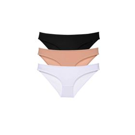 MrtNlu Siyah Ten Beyaz L 3 Adet Süper Eko Set Likralı Kadın Slip Külot