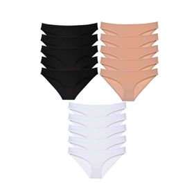 MrtNlu Siyah Ten Beyaz M 15 Adet Süper Eko Set Likralı Kadın Slip Külot