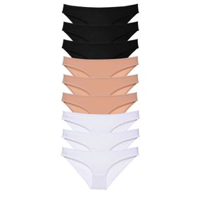 MrtNlu Siyah Ten Beyaz M 9 Adet Süper Eko Set Likralı Kadın Slip Külot