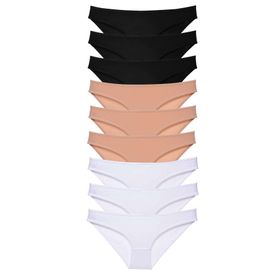 MrtNlu Siyah Ten Beyaz M 9 Adet Süper Eko Set Likralı Kadın Slip Külot