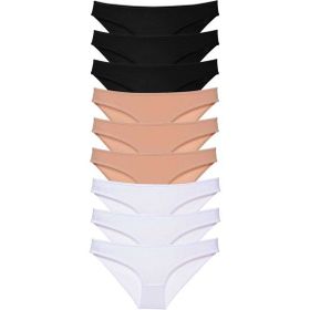 MrtNlu Siyah Ten Beyaz M 9 Adet Süper Eko Set Likralı Kadın Slip Külot