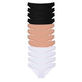 MrtNlu Siyah Ten Beyaz XL 12 adet Süper Eko Set Likralı Kadın Slip Külot