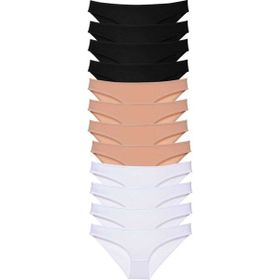 MrtNlu Siyah Ten Beyaz XL 12 adet Süper Eko Set Likralı Kadın Slip Külot