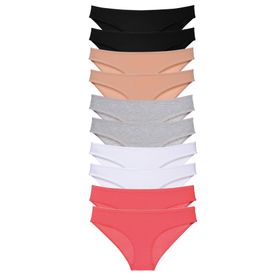 MrtNlu Siyah Ten Gri Beyaz Fuşya 10 Adet Süper Eko Set Likralı Kadın Slip Külot
