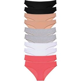 MrtNlu Siyah Ten Gri Beyaz Fuşya 10 Adet Süper Eko Set Likralı Kadın Slip Külot