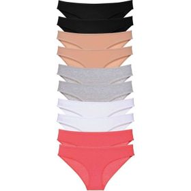 MrtNlu Siyah Ten Gri Beyaz Fuşya 10 Adet Süper Eko Set Likralı Kadın Slip Külot