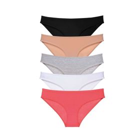 MrtNlu Siyah Ten Gri Beyaz Fuşya M 5 Adet Süper Eko Set Likralı Kadın Slip Külot