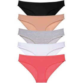 MrtNlu Siyah Ten Gri Beyaz Fuşya M 5 Adet Süper Eko Set Likralı Kadın Slip Külot