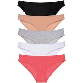 MrtNlu Siyah Ten Gri Beyaz Fuşya M 5 Adet Süper Eko Set Likralı Kadın Slip Külot