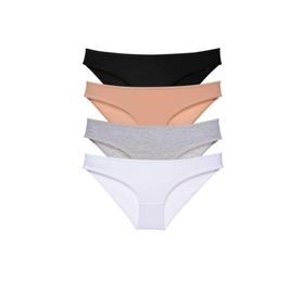 MrtNlu Siyah Ten Gri Beyaz L 4 Adet Süper Eko Set Likralı Kadın Slip Külot