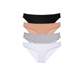 MrtNlu Siyah Ten Gri Beyaz L 4 Adet Süper Eko Set Likralı Kadın Slip Külot