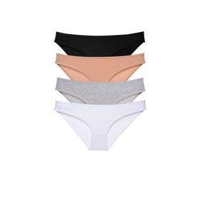 MrtNlu Siyah Ten Gri Beyaz M 4 Adet Süper Eko Set Likralı Kadın Slip Külot