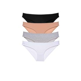 MrtNlu Siyah Ten Gri Beyaz M 4 Adet Süper Eko Set Likralı Kadın Slip Külot