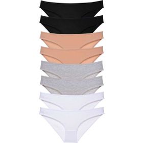 MrtNlu Siyah Ten Gri Beyaz M 8 Adet Süper Eko Set Likralı Kadın Slip Külot