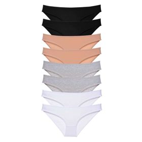 MrtNlu Siyah Ten Gri Beyaz M 8 Adet Süper Eko Set Likralı Kadın Slip Külot