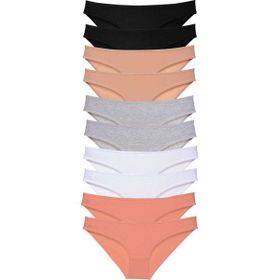 MrtNlu Siyah Ten Gri Beyaz Pudra 10 Adet Süper Eko Set Likralı Kadın Slip Külot