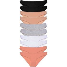 MrtNlu Siyah Ten Gri Beyaz Pudra 10 Adet Süper Eko Set Likralı Kadın Slip Külot