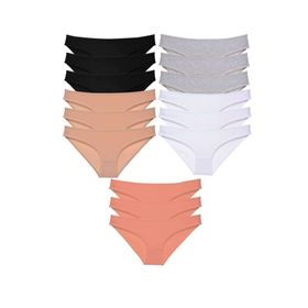 MrtNlu Siyah Ten Gri Beyaz Pudra M 15 Adet Süper Eko Set Likralı Kadın Slip Külot