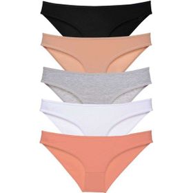 MrtNlu Siyah Ten Gri Beyaz Pudra M 5 Adet Süper Eko Set Likralı Kadın Slip Külot