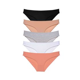 MrtNlu Siyah Ten Gri Beyaz Pudra M 5 Adet Süper Eko Set Likralı Kadın Slip Külot