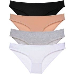 MrtNlu Siyah Ten Gri Beyaz XL 4 Adet Süper Eko Set Likralı Kadın Slip Külot