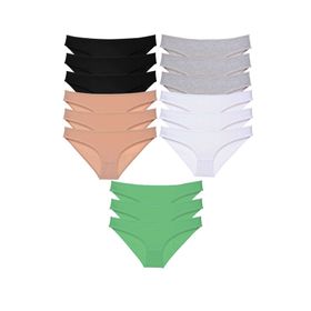 MrtNlu Siyah Ten Gri Beyaz Yeşil M 15 Adet Süper Eko Set Likralı Kadın Slip Külot