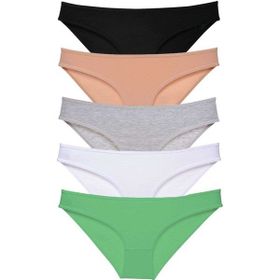MrtNlu Siyah Ten Gri Beyaz Yeşil XL 5 Adet Süper Eko Set Likralı Kadın Slip Külot
