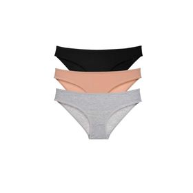 MrtNlu Siyah Ten Gri L 3 Adet Süper Eko Set Likralı Kadın Slip Külot