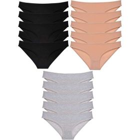 MrtNlu Siyah Ten Gri M 15 Adet Süper Eko Set Likralı Kadın Slip Külot
