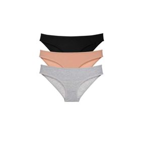 MrtNlu Siyah Ten Gri M 3 Adet Süper Eko Set Likralı Kadın Slip Külot