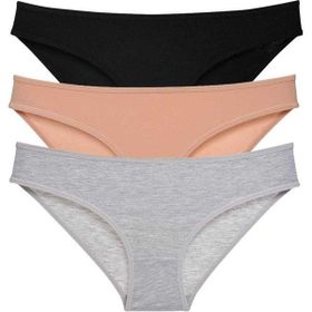MrtNlu Siyah Ten Gri M 3 Adet Süper Eko Set Likralı Kadın Slip Külot